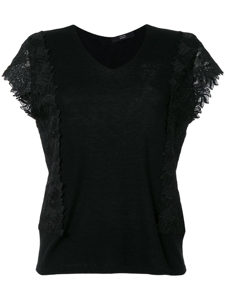 Steffen Schraut Lace Panelled Top - Black