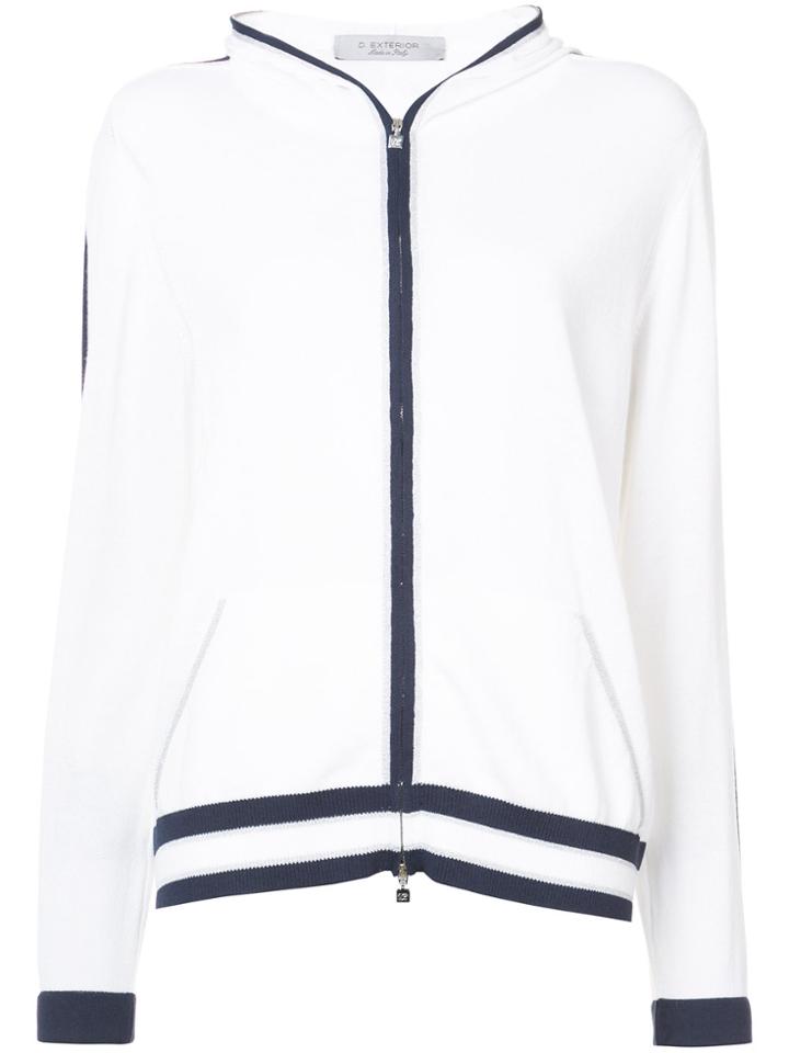 D.exterior Zip Fastening Hoodie - White