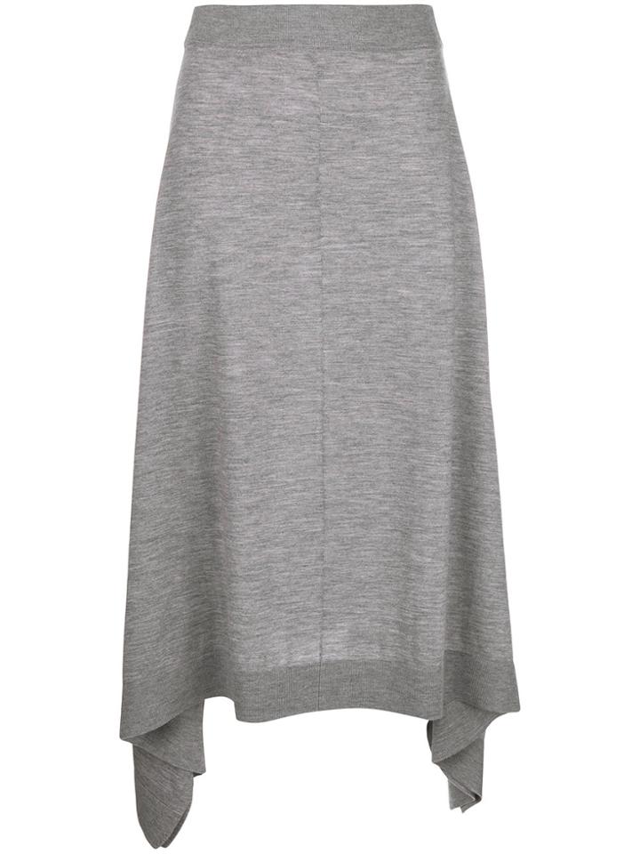 Pringle Of Scotland Flared Knitted Midi Skirt - Grey