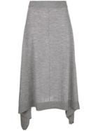 Pringle Of Scotland Flared Knitted Midi Skirt - Grey
