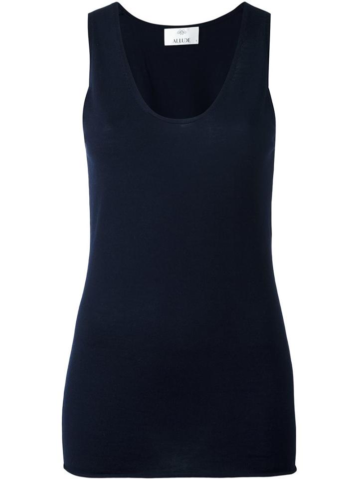 Allude Knit Long Tank Top, Women's, Size: Large, Blue, Virgin Wool