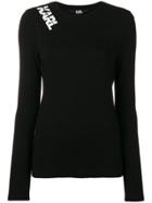 Karl Lagerfeld Logo Shoulder Jersey Top - Black