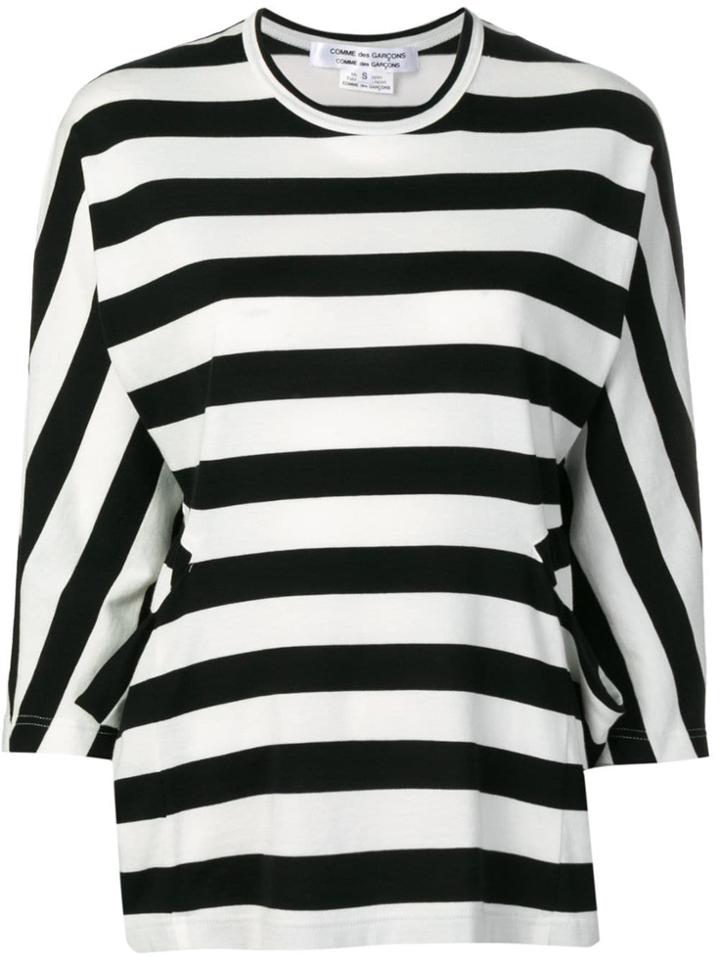Comme Des Garçons Comme Des Garçons Batwing Sleeve Striped Top - White