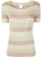 Chanel Pre-owned Striped Ribbed Shortsleeved Blouse - Multicolour