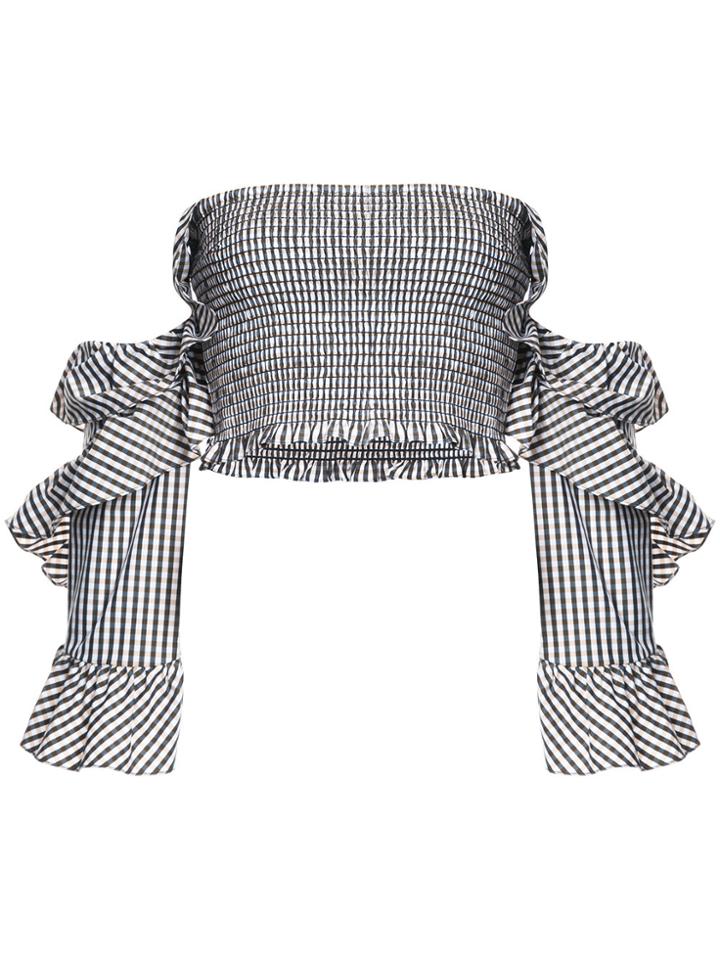 Petersyn Off The Shoulder Checkered Top - Brown