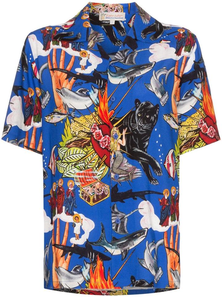 Esteban Cortazar Sea-life Print Shirt - Multicoloured