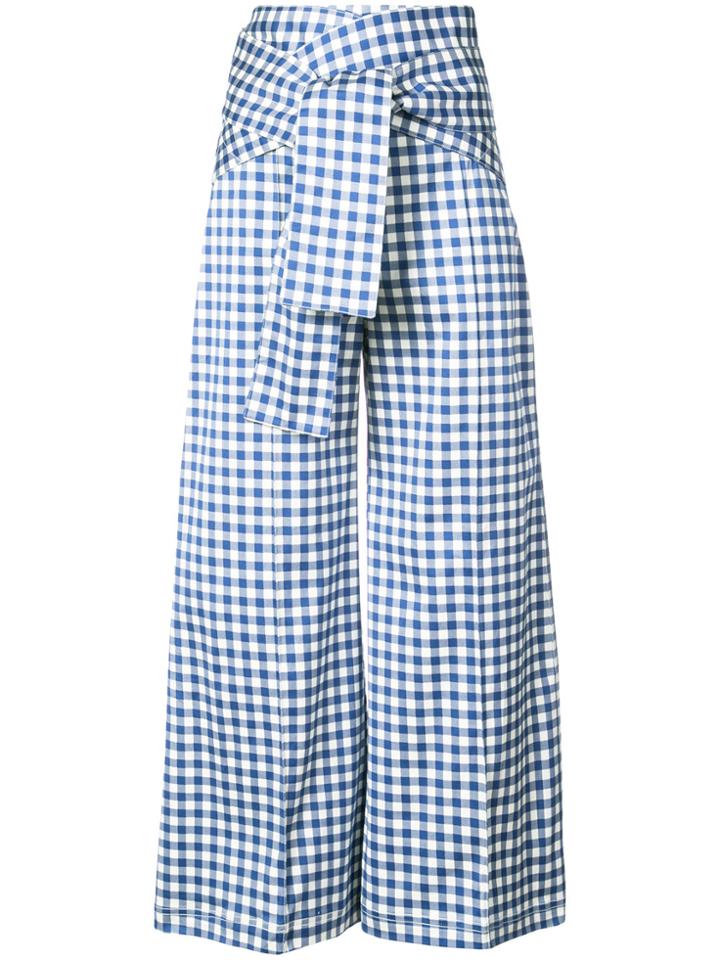 Silvia Tcherassi Salve Wide Leg Gingham Trousers - Blue