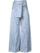 Silvia Tcherassi Salve Wide Leg Gingham Trousers - Blue