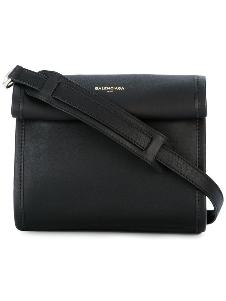 Balenciaga Wrapped Closure Crossbody Bag, Women's, Black, Calf Leather
