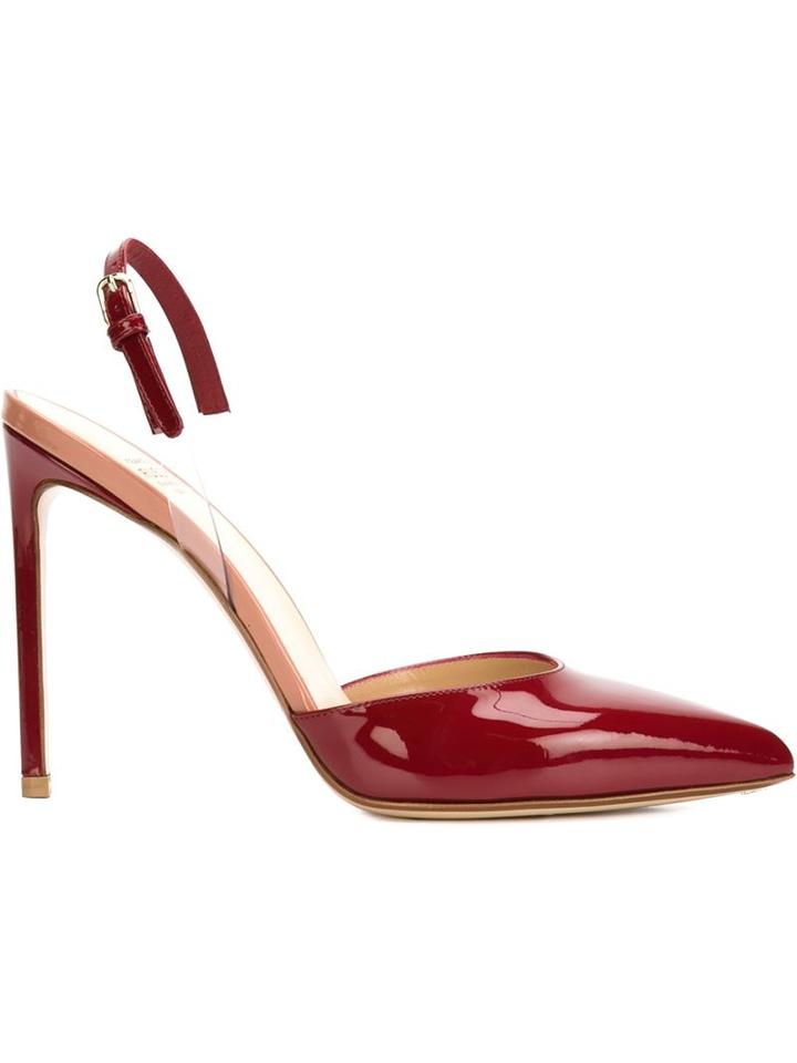 Francesco Russo Slingback Pumps, Women's, Size: 37, Red, Patent Leather
