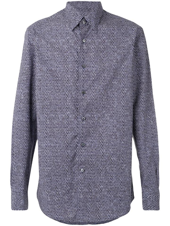 Ermenegildo Zegna - Geometric Print Shirt - Men - Cotton - L, Blue, Cotton