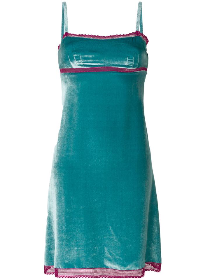 Alberta Ferretti Velvet A-line Dress - Blue