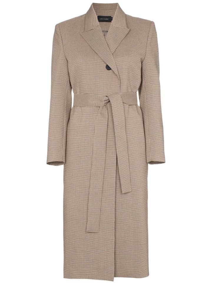 Low Classic Belted Heritage Check Coat - Neutrals