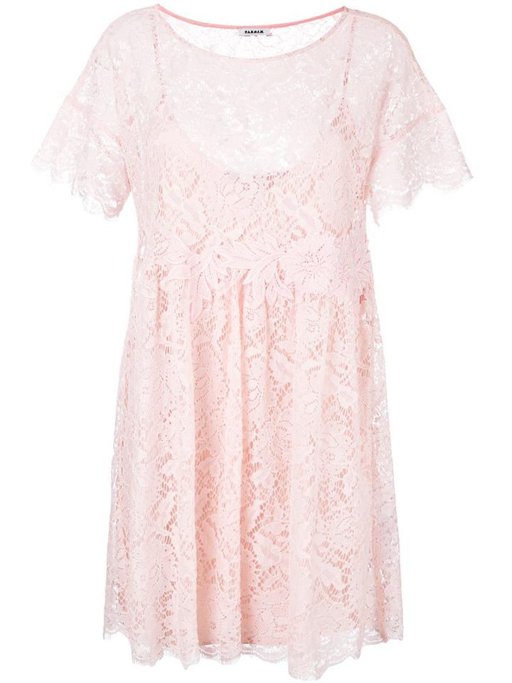 P.a.r.o.s.h. - Lace Detail Dress - Women - Cotton/polyamide/polyester/viscose - M, Women's, Pink/purple, Cotton/polyamide/polyester/viscose