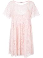 P.a.r.o.s.h. - Lace Detail Dress - Women - Cotton/polyamide/polyester/viscose - M, Women's, Pink/purple, Cotton/polyamide/polyester/viscose