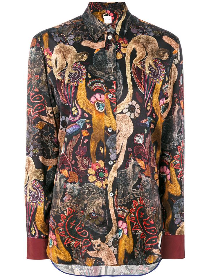 Paul Smith - Monkey Print Shirt - Women - Silk/polyamide/acetate/viscose - 44, Black, Silk/polyamide/acetate/viscose