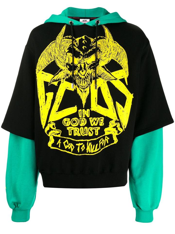 Gcds In God We Trust Print Hoodie - Black