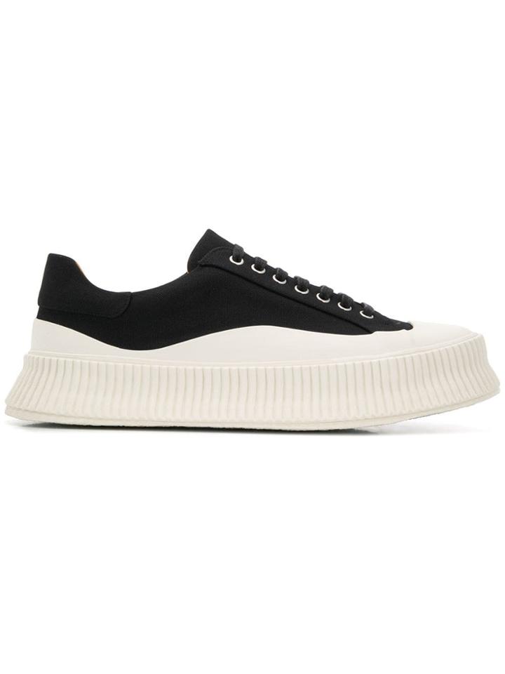 Jil Sander Contrast Sole Sneakers - Black