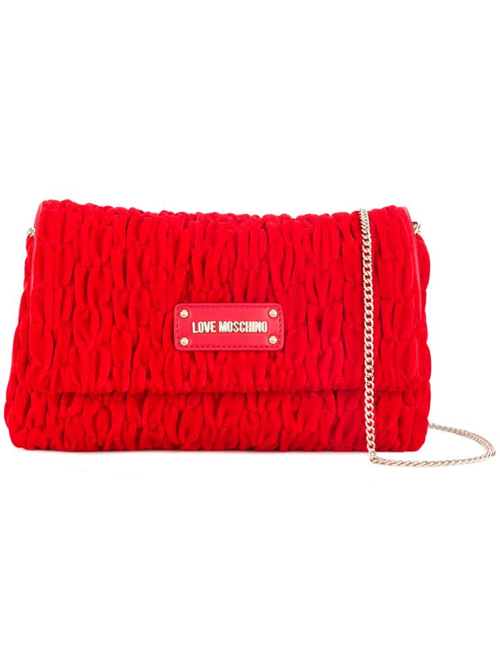 Love Moschino Textured Logo Plaque Shoulder Bag