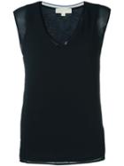 Michael Michael Kors V-neck Layered Blouse, Women's, Size: Medium, Blue, Polyester/viscose/lyocell