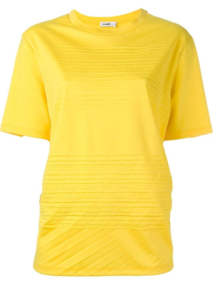 Jil Sander Multi Pleats T-shirt, Women's, Size: S, Yellow/orange, Cotton/polyester