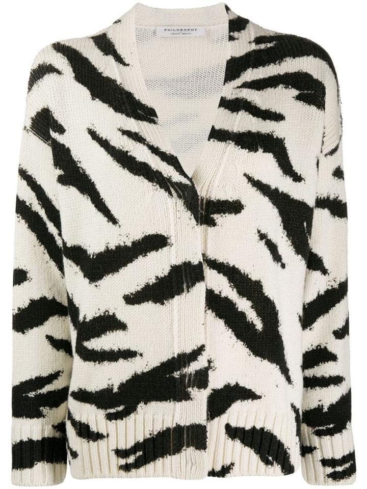 Philosophy Di Lorenzo Serafini Animal Pattern Wool Cardigan - White