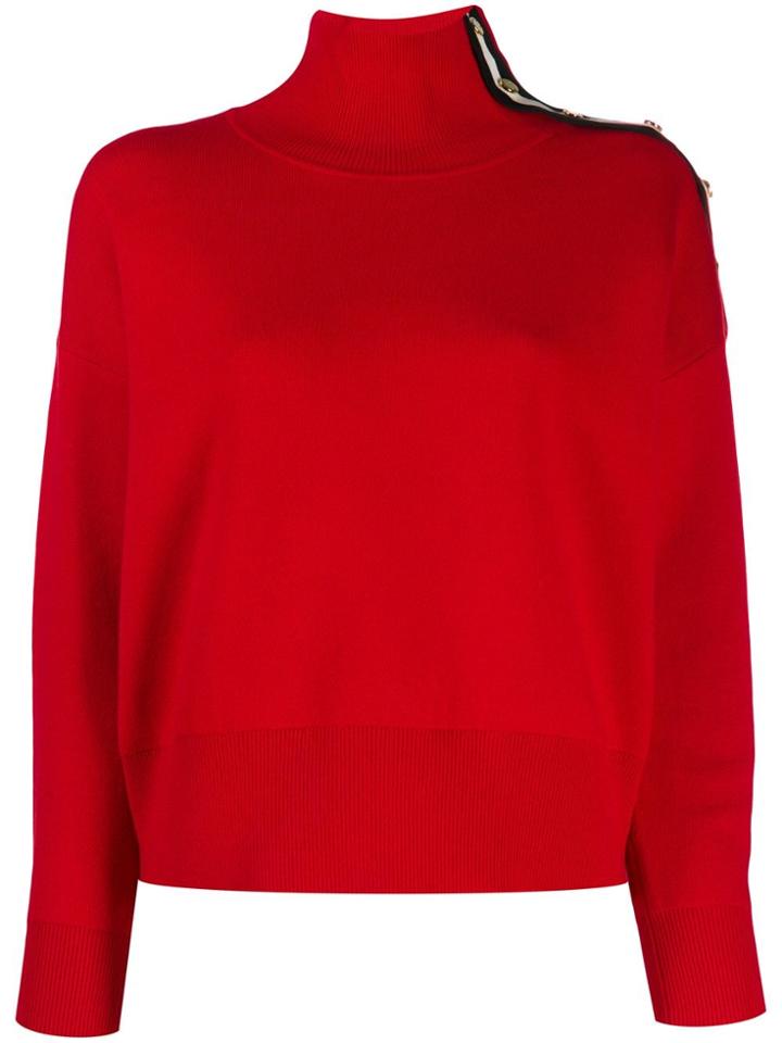 Sandro Paris Stripe Detail Jumper - Red