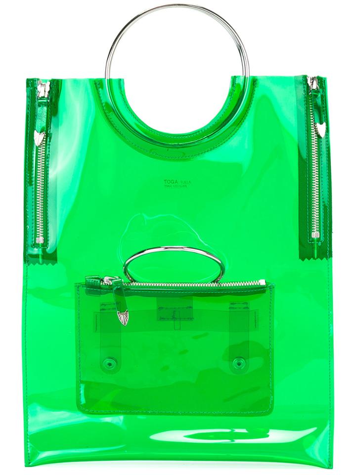 Toga Ring Handle Vinyl Tote Bag - Green