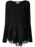 Antonio Berardi Lace Hem Jumper, Women's, Size: 42, Black, Polyester/rayon