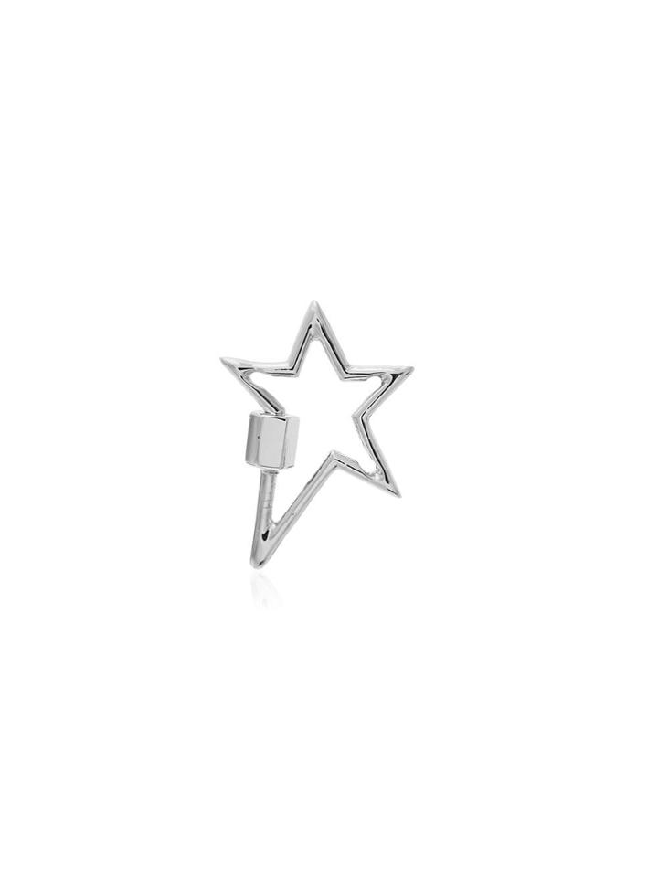 Marla Aaron Silver Tone Sterling Silver Star Lock Charm - Metallic