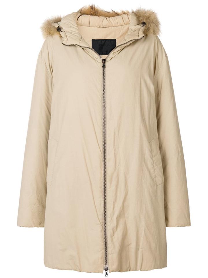 Prada Vintage 1990's Hooded Down Coat - Nude & Neutrals