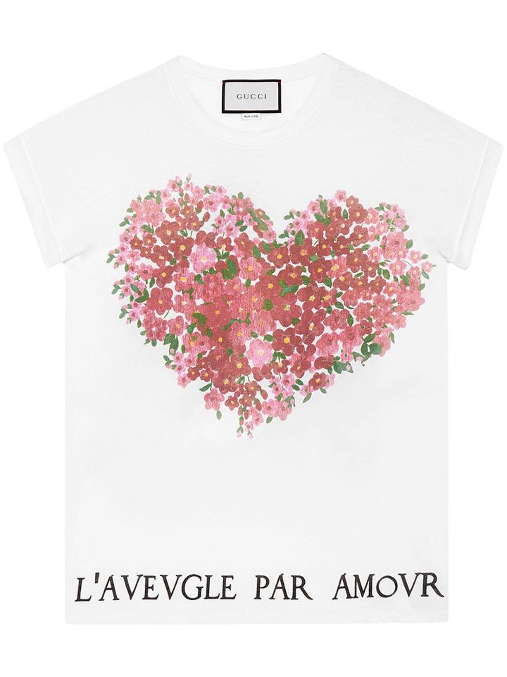 Gucci - Floral Print Cotton T-shirt - Women - Cotton - Xs, White, Cotton