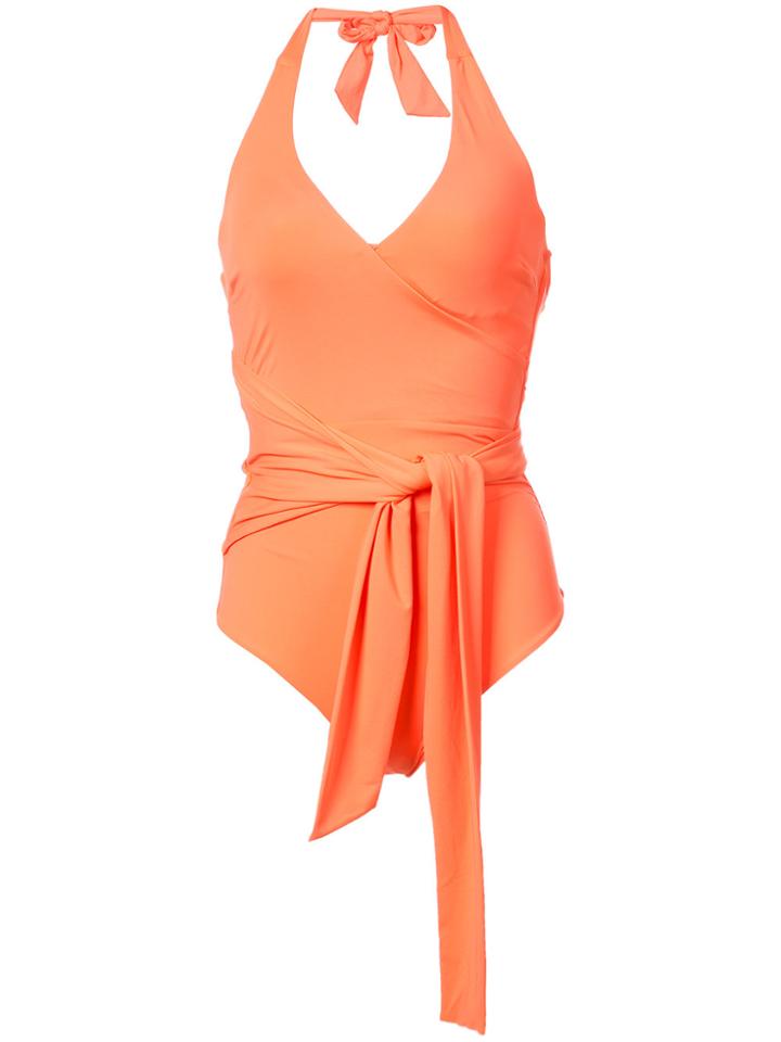 Onia Elena Knot-detail Swimsuit - Yellow & Orange