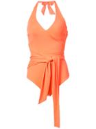 Onia Elena Knot-detail Swimsuit - Yellow & Orange