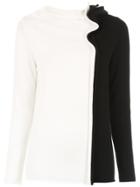 Mara Mac Two-tone Knit Blouse - Black