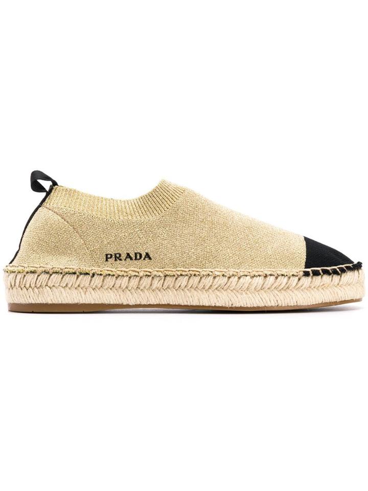 Prada Sock-style Espadrilles - Gold