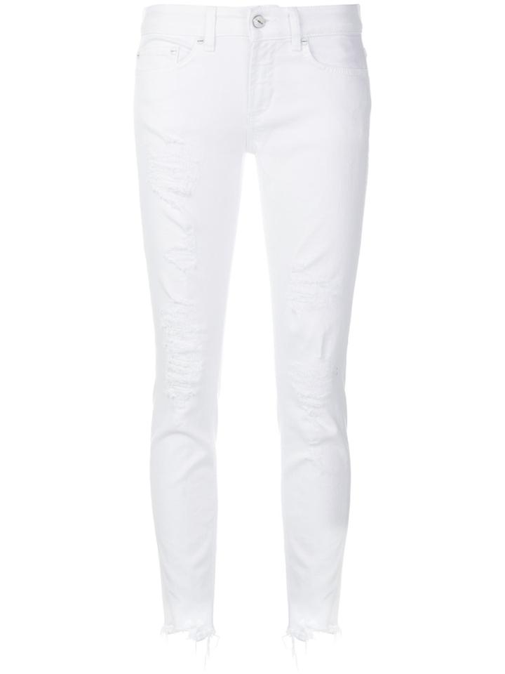 Dondup Cropped Distressed Skinny Jeans - White