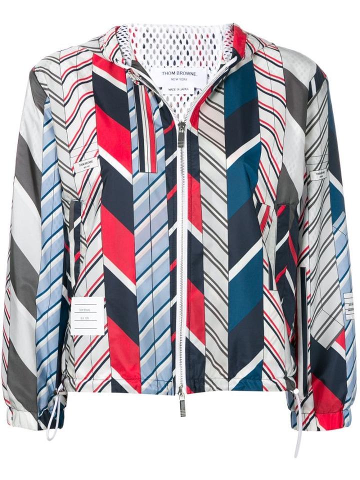 Thom Browne Bow Tie Collage Nylon Hoodie - Blue