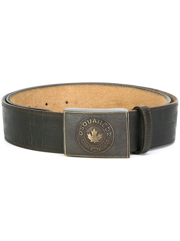 Dsquared2 Logo Buckle Belt, Men's, Size: 85, Brown, Zamac/leather