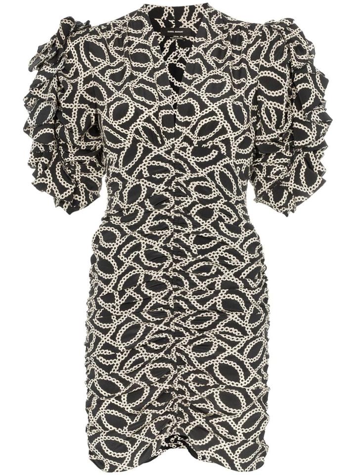 Isabel Marant Andor Chain Print Ruched Dress - Black