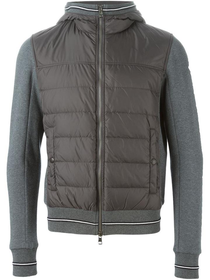 Moncler Padded Front Sweatshirt, Men's, Size: Large, Grey, Cotton/polyamide/polyester/feather Down