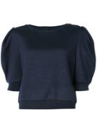 Adam Lippes Luxe Jersey Sweatshirt With Puff Sleeves - Blue