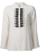 Figue 'fiamma' Embellished Tunic Top, Women's, Size: Xs, White, Silk