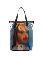 Marni Pixel-face Pvc Tote Bag - Brown