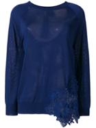 Semicouture Embroidered Asymmetric Top - Blue