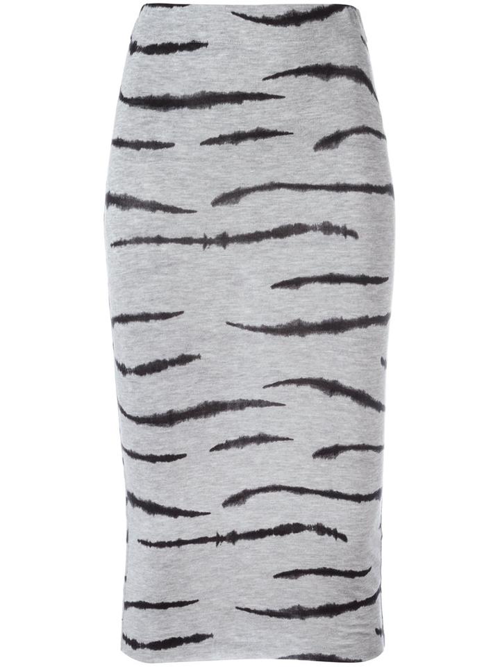 Zoe Karssen Zebra Print Fitted Skirt, Women's, Size: Medium, Grey, Lyocell/spandex/elastane