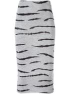 Zoe Karssen Zebra Print Fitted Skirt, Women's, Size: Medium, Grey, Lyocell/spandex/elastane