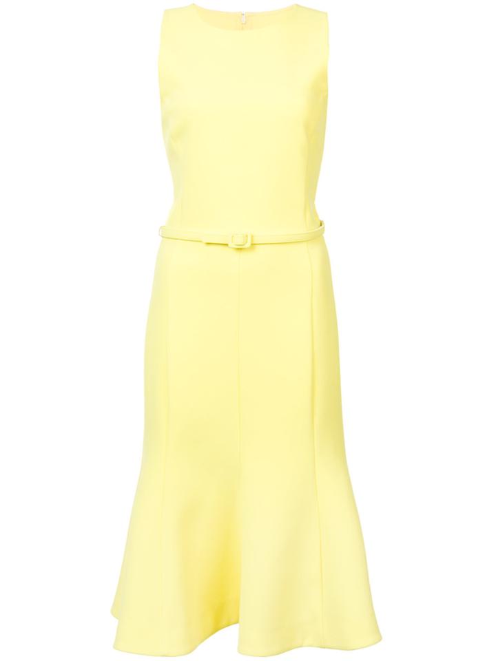 Oscar De La Renta Halterneck Fluted Midi Dress - Yellow & Orange