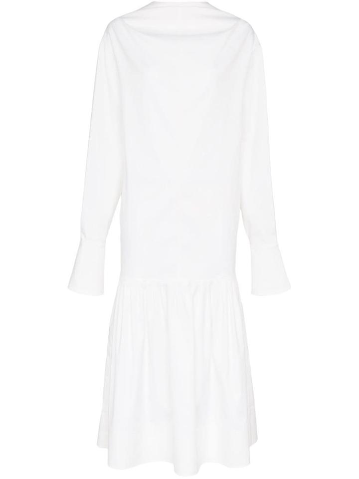 George Keburia Dropped Hem Cotton And Silk Midi Dress - White