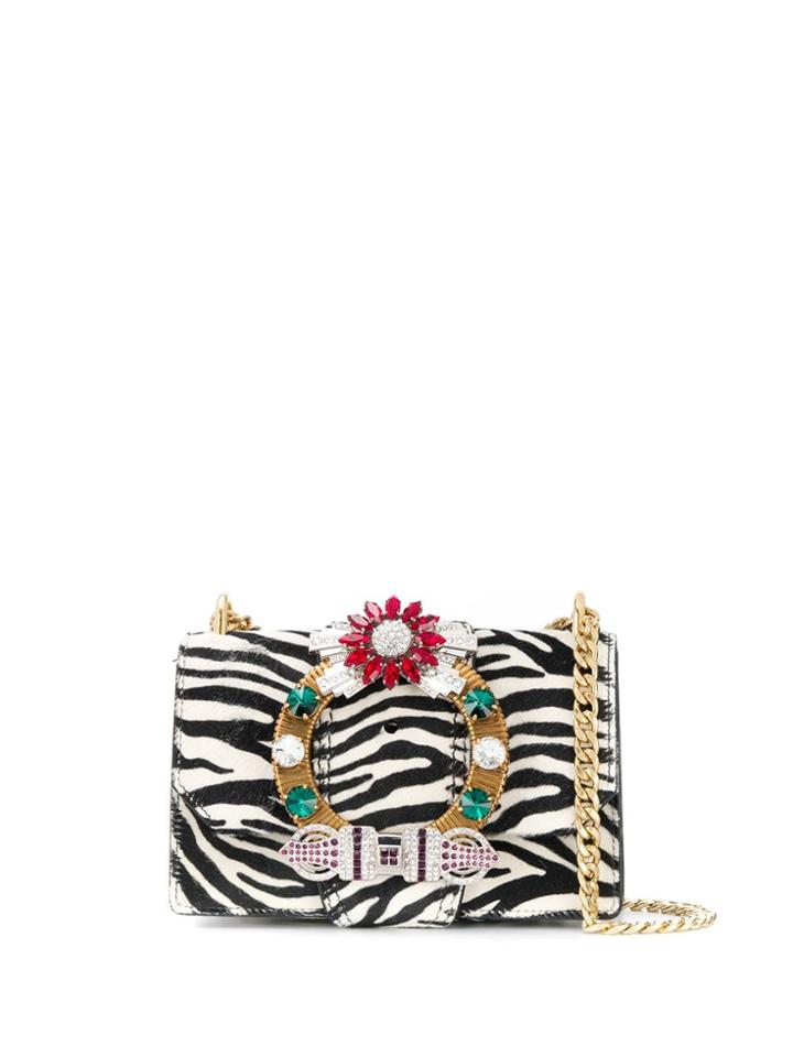 Miu Miu Lady Zebra Print Shoulder Bag - Black